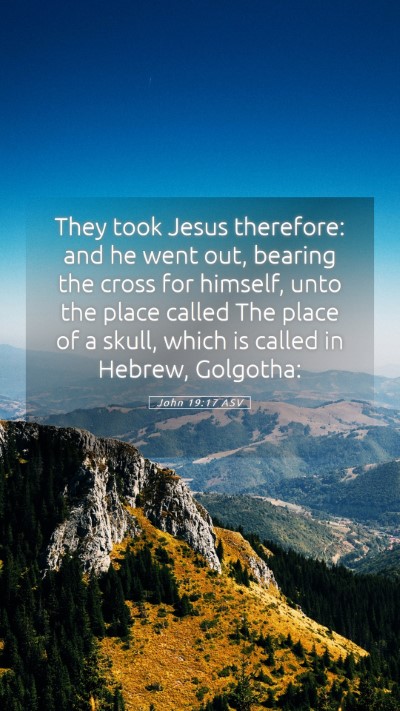 Picture 05 - John 19:17 ASV Mobile Phone Wallpaper - They took Jesus therefore: and he went out, - Mobile Bible Verse Wallpaper