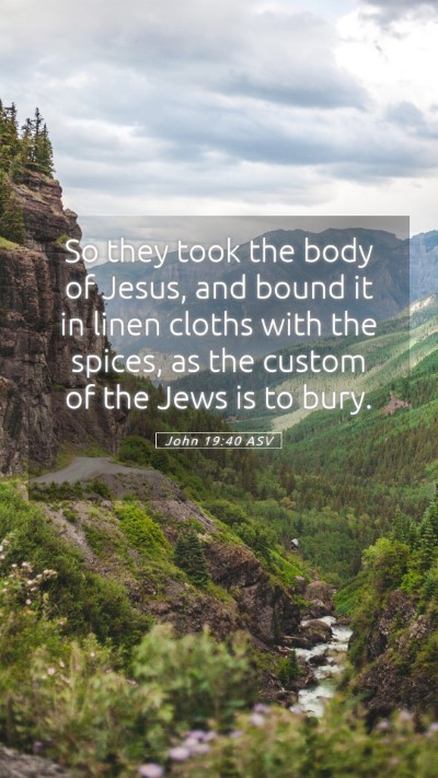 Picture 05 - John 19:40 ASV Mobile Phone Wallpaper - So they took the body of Jesus, and bound it in - Mobile Bible Verse Wallpaper