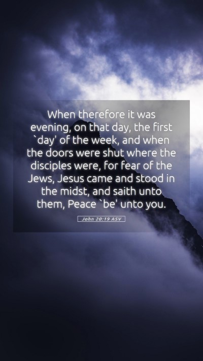Picture 05 - John 20:19 ASV Mobile Phone Wallpaper - When therefore it was evening, on that day, the - Mobile Bible Verse Wallpaper