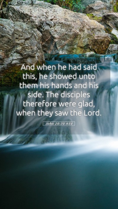 Picture 05 - John 20:20 ASV Mobile Phone Wallpaper - And when he had said this, he showed unto them - Mobile Bible Verse Wallpaper