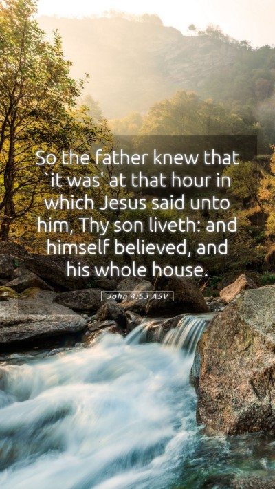 Picture 05 - John 4:53 ASV Mobile Phone Wallpaper - So the father knew that `it was' at that hour in - Mobile Bible Verse Wallpaper
