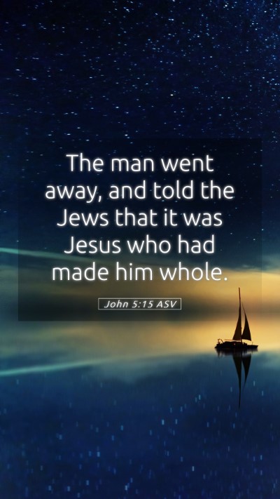 Picture 05 - John 5:15 ASV Mobile Phone Wallpaper - The man went away, and told the Jews that it was - Mobile Bible Verse Wallpaper