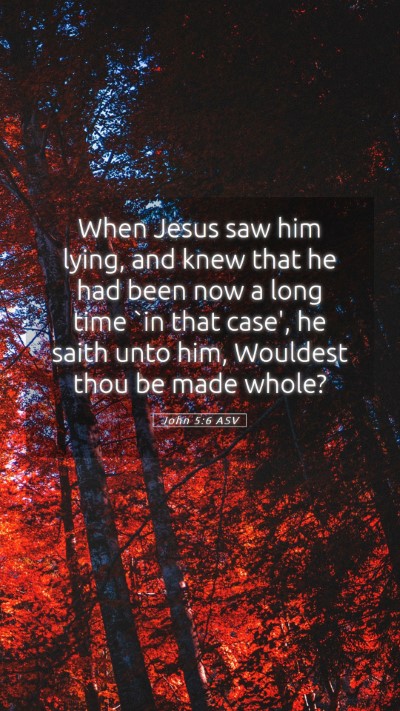 Picture 05 - John 5:6 ASV Mobile Phone Wallpaper - When Jesus saw him lying, and knew that he had - Mobile Bible Verse Wallpaper