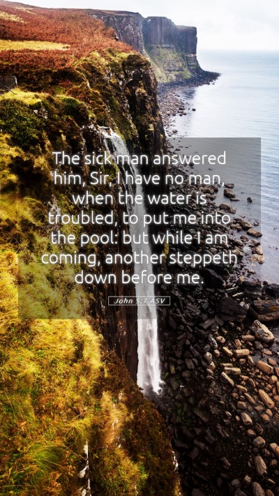 Picture 05 - John 5:7 ASV Mobile Phone Wallpaper - The sick man answered him, Sir, I have no man, - Mobile Bible Verse Wallpaper