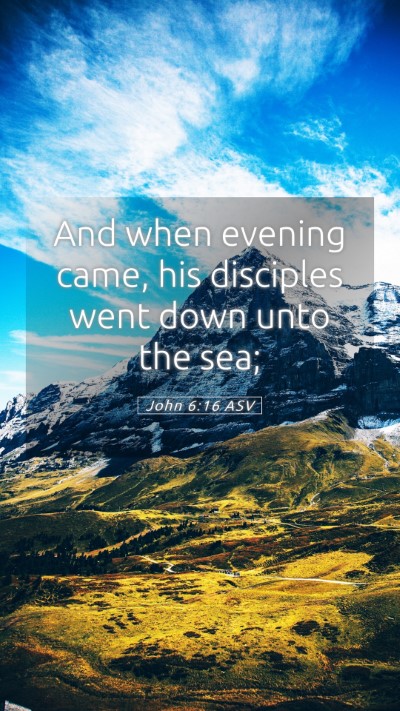 Picture 05 - John 6:16 ASV Mobile Phone Wallpaper - And when evening came, his disciples went down - Mobile Bible Verse Wallpaper
