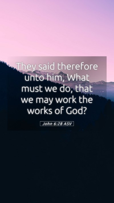 Picture 05 - John 6:28 ASV Mobile Phone Wallpaper - They said therefore unto him, What must we do, - Mobile Bible Verse Wallpaper