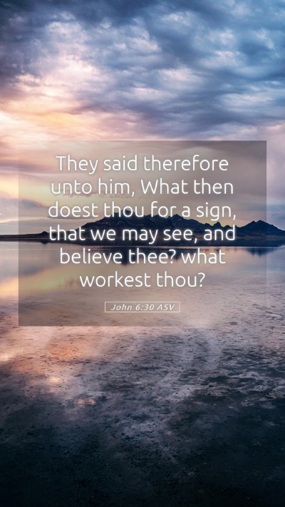 Picture 05 - John 6:30 ASV Mobile Phone Wallpaper - They said therefore unto him, What then doest - Mobile Bible Verse Wallpaper