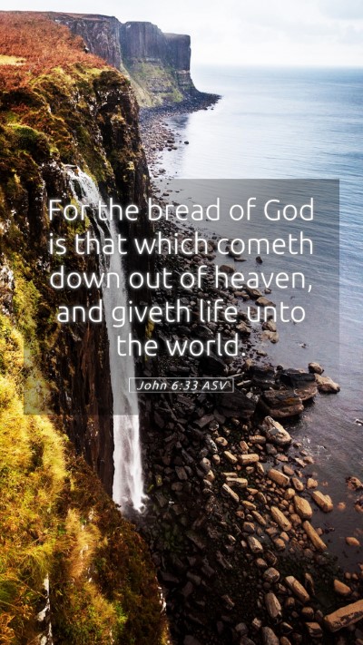 Picture 05 - John 6:33 ASV Mobile Phone Wallpaper - For the bread of God is that which cometh down - Mobile Bible Verse Wallpaper