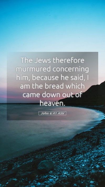 Picture 05 - John 6:41 ASV Mobile Phone Wallpaper - The Jews therefore murmured concerning him, - Mobile Bible Verse Wallpaper