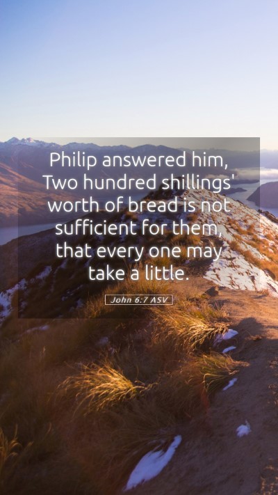 Picture 05 - John 6:7 ASV Mobile Phone Wallpaper - Philip answered him, Two hundred shillings' worth - Mobile Bible Verse Wallpaper