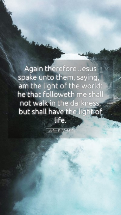 Picture 05 - John 8:12 ASV Mobile Phone Wallpaper - Again therefore Jesus spake unto them, saying, I - Mobile Bible Verse Wallpaper