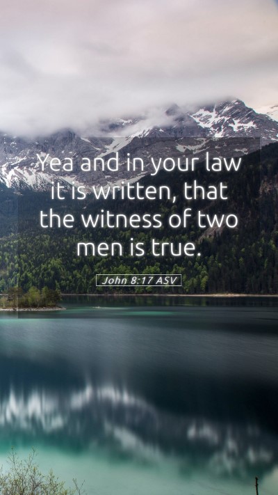 Picture 05 - John 8:17 ASV Mobile Phone Wallpaper - Yea and in your law it is written, that the - Mobile Bible Verse Wallpaper