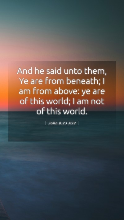 Picture 05 - John 8:23 ASV Mobile Phone Wallpaper - And he said unto them, Ye are from beneath; I am - Mobile Bible Verse Wallpaper