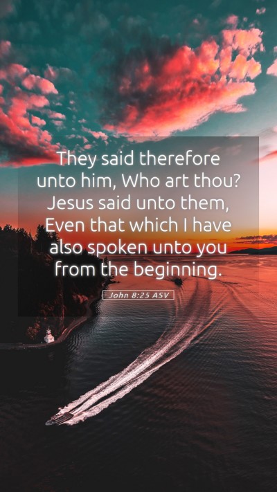 Picture 05 - John 8:25 ASV Mobile Phone Wallpaper - They said therefore unto him, Who art thou? Jesus - Mobile Bible Verse Wallpaper
