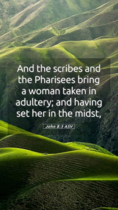 Picture 05 - John 8:3 ASV Mobile Phone Wallpaper - And the scribes and the Pharisees bring a woman - Mobile Bible Verse Wallpaper