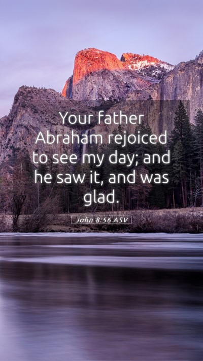 Picture 05 - John 8:56 ASV Mobile Phone Wallpaper - Your father Abraham rejoiced to see my day; and - Mobile Bible Verse Wallpaper