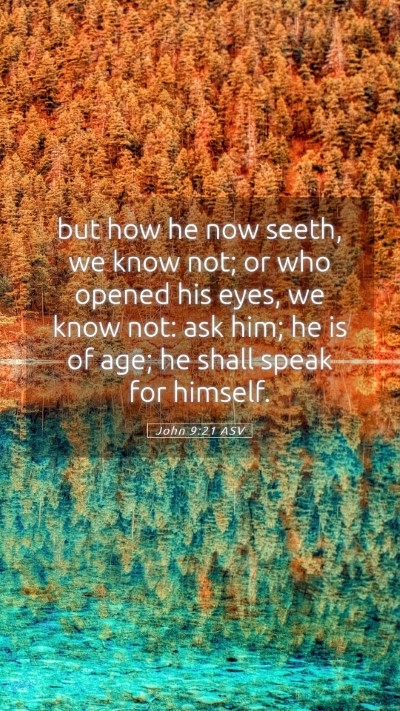 Picture 05 - John 9:21 ASV Mobile Phone Wallpaper - but how he now seeth, we know not; or who opened - Mobile Bible Verse Wallpaper