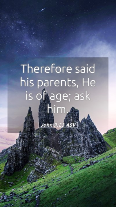 Picture 05 - John 9:23 ASV Mobile Phone Wallpaper - Therefore said his parents, He is of age; ask - Mobile Bible Verse Wallpaper