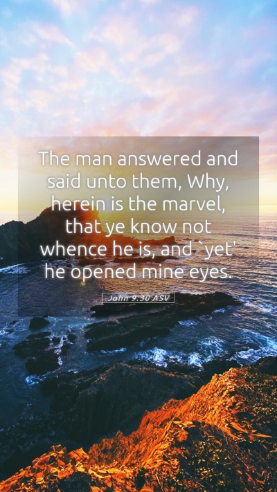 Picture 05 - John 9:30 ASV Mobile Phone Wallpaper - The man answered and said unto them, Why, herein - Mobile Bible Verse Wallpaper