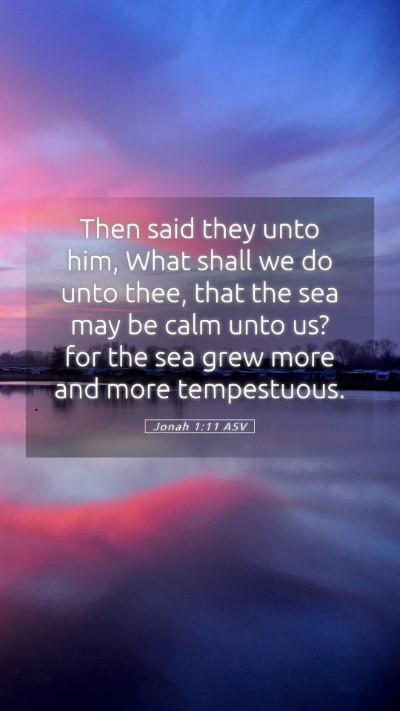 Picture 05 - Jonah 1:11 ASV Mobile Phone Wallpaper - Then said they unto him, What shall we do unto - Mobile Bible Verse Wallpaper