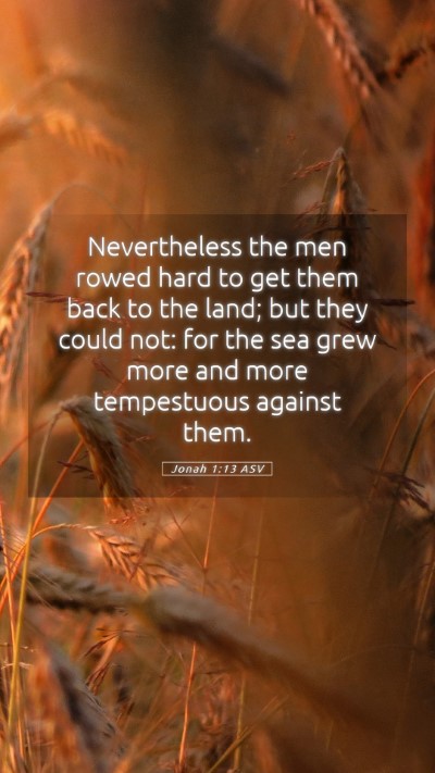 Picture 05 - Jonah 1:13 ASV Mobile Phone Wallpaper - Nevertheless the men rowed hard to get them back - Mobile Bible Verse Wallpaper