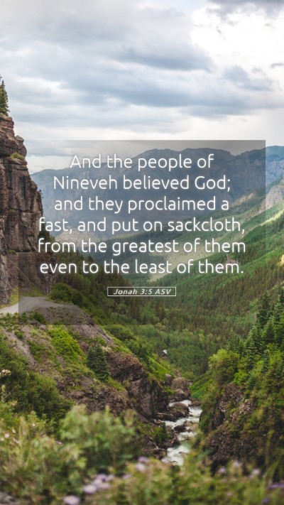 Picture 05 - Jonah 3:5 ASV Mobile Phone Wallpaper - And the people of Nineveh believed God; and they - Mobile Bible Verse Wallpaper