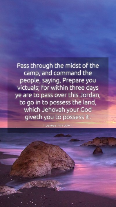 Picture 05 - Joshua 1:11 ASV Mobile Phone Wallpaper - Pass through the midst of the camp, and command - Mobile Bible Verse Wallpaper