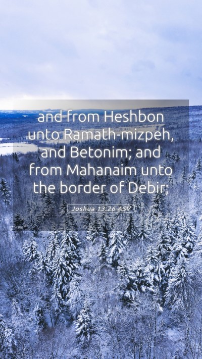 Picture 05 - Joshua 13:26 ASV Mobile Phone Wallpaper - and from Heshbon unto Ramath-mizpeh, and Betonim; - Mobile Bible Verse Wallpaper