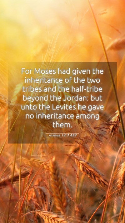 Picture 05 - Joshua 14:3 ASV Mobile Phone Wallpaper - For Moses had given the inheritance of the two - Mobile Bible Verse Wallpaper