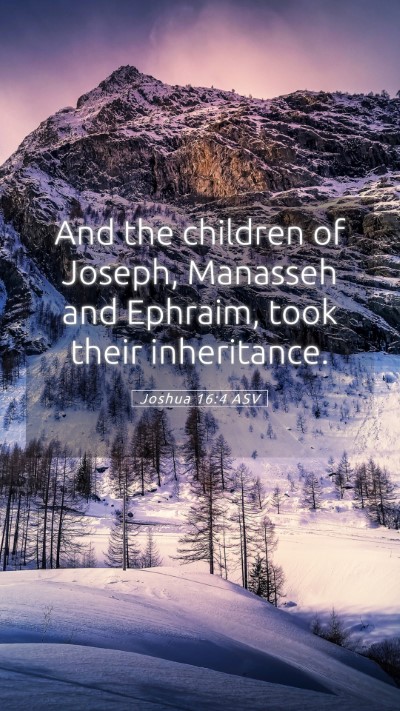 Picture 05 - Joshua 16:4 ASV Mobile Phone Wallpaper - And the children of Joseph, Manasseh and Ephraim, - Mobile Bible Verse Wallpaper