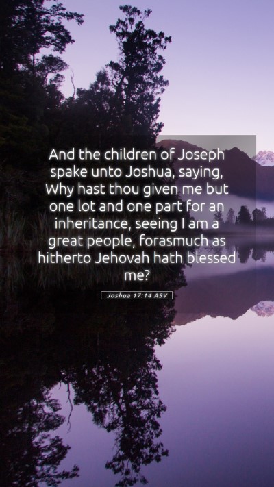 Picture 05 - Joshua 17:14 ASV Mobile Phone Wallpaper - And the children of Joseph spake unto Joshua, - Mobile Bible Verse Wallpaper