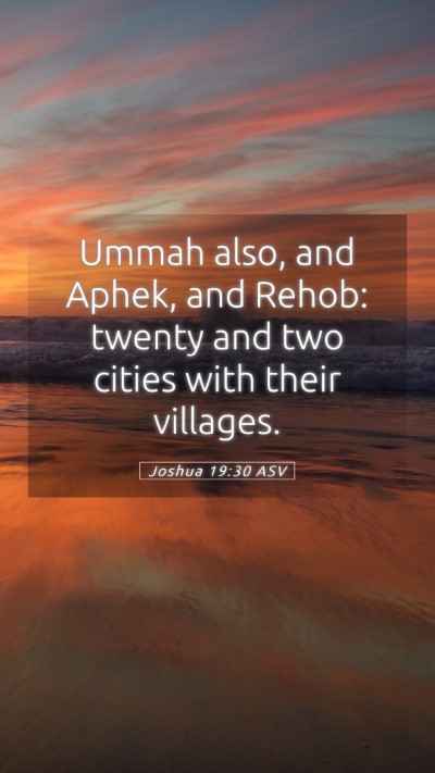 Picture 05 - Joshua 19:30 ASV Mobile Phone Wallpaper - Ummah also, and Aphek, and Rehob: twenty and two - Mobile Bible Verse Wallpaper