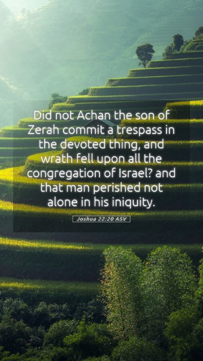 Picture 05 - Joshua 22:20 ASV Mobile Phone Wallpaper - Did not Achan the son of Zerah commit a trespass - Mobile Bible Verse Wallpaper