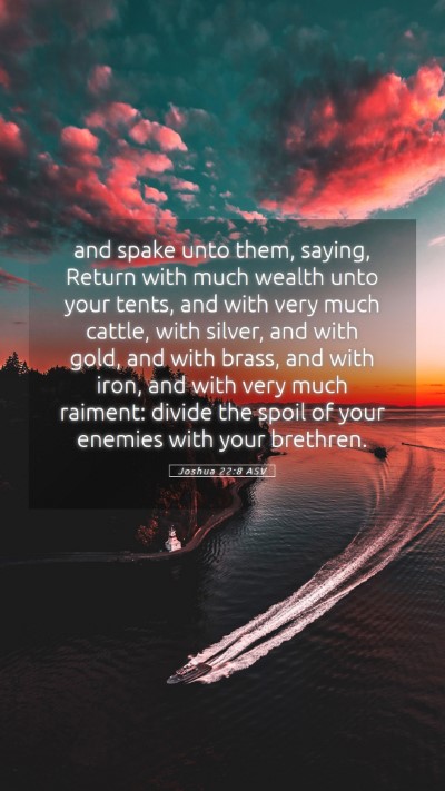 Picture 05 - Joshua 22:8 ASV Mobile Phone Wallpaper - and spake unto them, saying, Return with much - Mobile Bible Verse Wallpaper