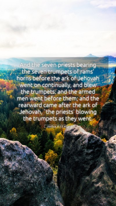 Picture 05 - Joshua 6:13 ASV Mobile Phone Wallpaper - And the seven priests bearing the seven trumpets - Mobile Bible Verse Wallpaper