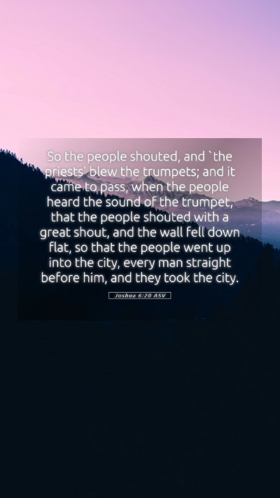 Picture 05 - Joshua 6:20 ASV Mobile Phone Wallpaper - So the people shouted, and `the priests' blew the - Mobile Bible Verse Wallpaper
