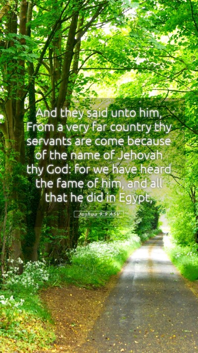 Picture 05 - Joshua 9:9 ASV Mobile Phone Wallpaper - And they said unto him, From a very far country - Mobile Bible Verse Wallpaper