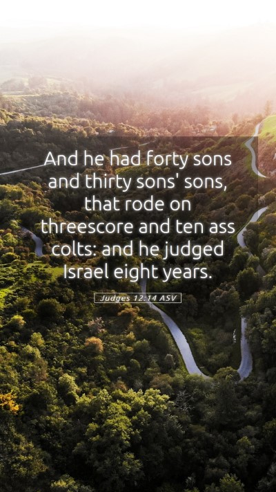 Picture 05 - Judges 12:14 ASV Mobile Phone Wallpaper - And he had forty sons and thirty sons' sons, that - Mobile Bible Verse Wallpaper