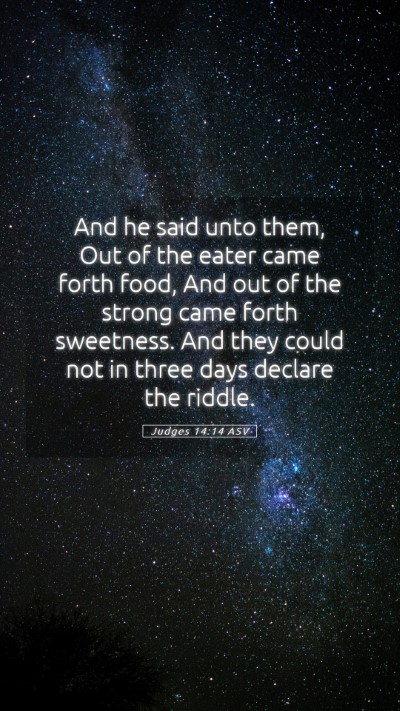 Picture 05 - Judges 14:14 ASV Mobile Phone Wallpaper - And he said unto them, Out of the eater came - Mobile Bible Verse Wallpaper