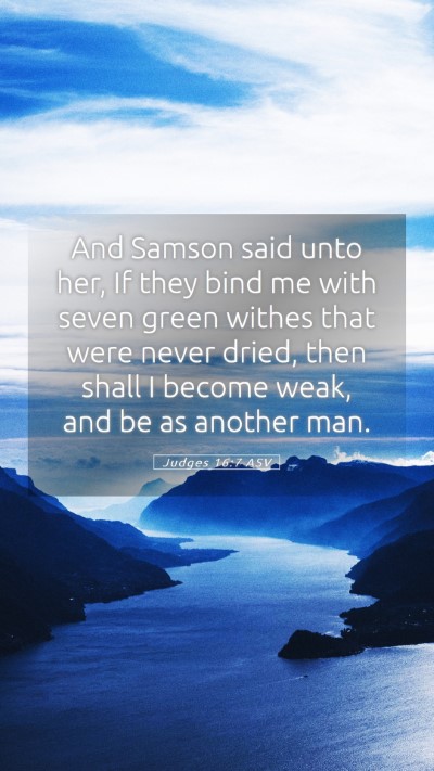 Picture 05 - Judges 16:7 ASV Mobile Phone Wallpaper - And Samson said unto her, If they bind me with - Mobile Bible Verse Wallpaper
