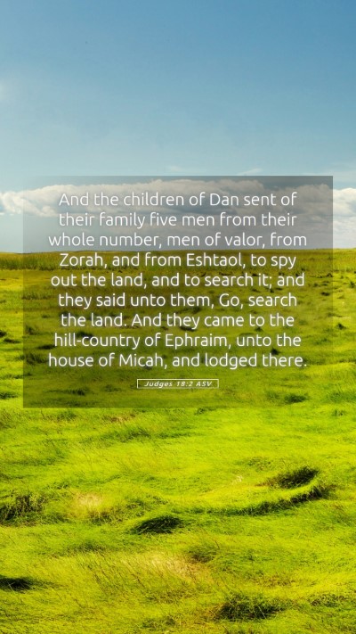 Picture 05 - Judges 18:2 ASV Mobile Phone Wallpaper - And the children of Dan sent of their family five - Mobile Bible Verse Wallpaper