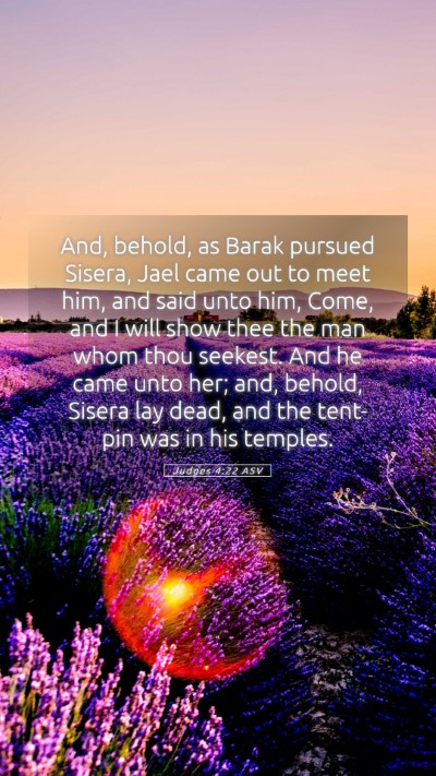 Picture 05 - Judges 4:22 ASV Mobile Phone Wallpaper - And, behold, as Barak pursued Sisera, Jael came - Mobile Bible Verse Wallpaper
