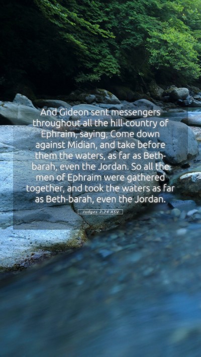 Picture 05 - Judges 7:24 ASV Mobile Phone Wallpaper - And Gideon sent messengers throughout all the - Mobile Bible Verse Wallpaper