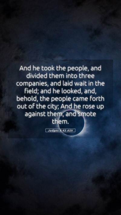 Picture 05 - Judges 9:43 ASV Mobile Phone Wallpaper - And he took the people, and divided them into - Mobile Bible Verse Wallpaper