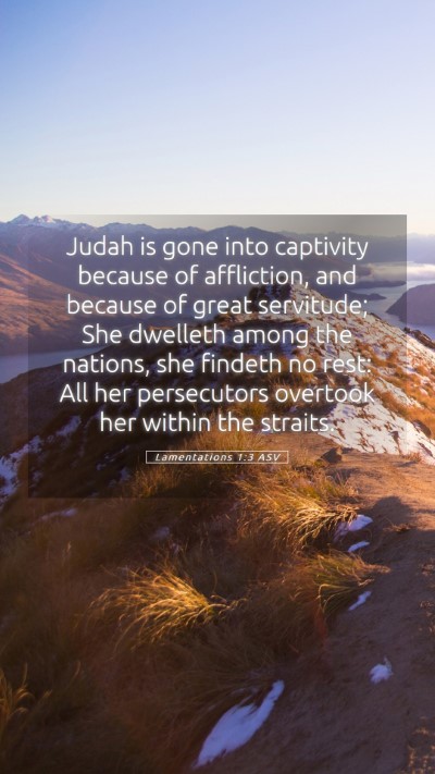 Picture 05 - Lamentations 1:3 ASV Mobile Phone Wallpaper - Judah is gone into captivity because of - Mobile Bible Verse Wallpaper