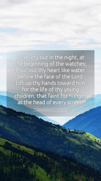 Picture 05 - Lamentations 2:19 ASV Mobile Phone Wallpaper - Arise, cry out in the night, at the beginning of - Mobile Bible Verse Wallpaper