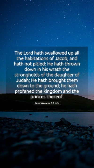 Picture 05 - Lamentations 2:2 ASV Mobile Phone Wallpaper - The Lord hath swallowed up all the habitations of - Mobile Bible Verse Wallpaper