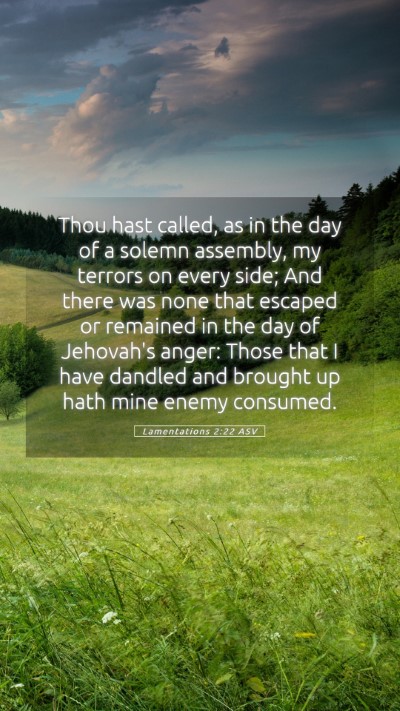 Picture 05 - Lamentations 2:22 ASV Mobile Phone Wallpaper - Thou hast called, as in the day of a solemn - Mobile Bible Verse Wallpaper