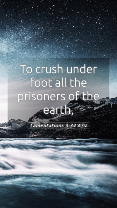 Picture 05 - Lamentations 3:34 ASV Mobile Phone Wallpaper - To crush under foot all the prisoners of the - Mobile Bible Verse Wallpaper