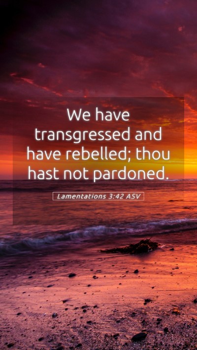 Picture 05 - Lamentations 3:42 ASV Mobile Phone Wallpaper - We have transgressed and have rebelled; thou hast - Mobile Bible Verse Wallpaper